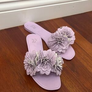 NYC Lavender Floral Slide Sandals